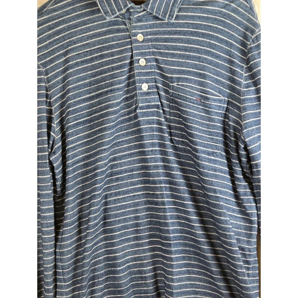 Banana Republic Henley Shirt Mens L Navy Heather Stripe Comfort Preppy‎ Long Slv